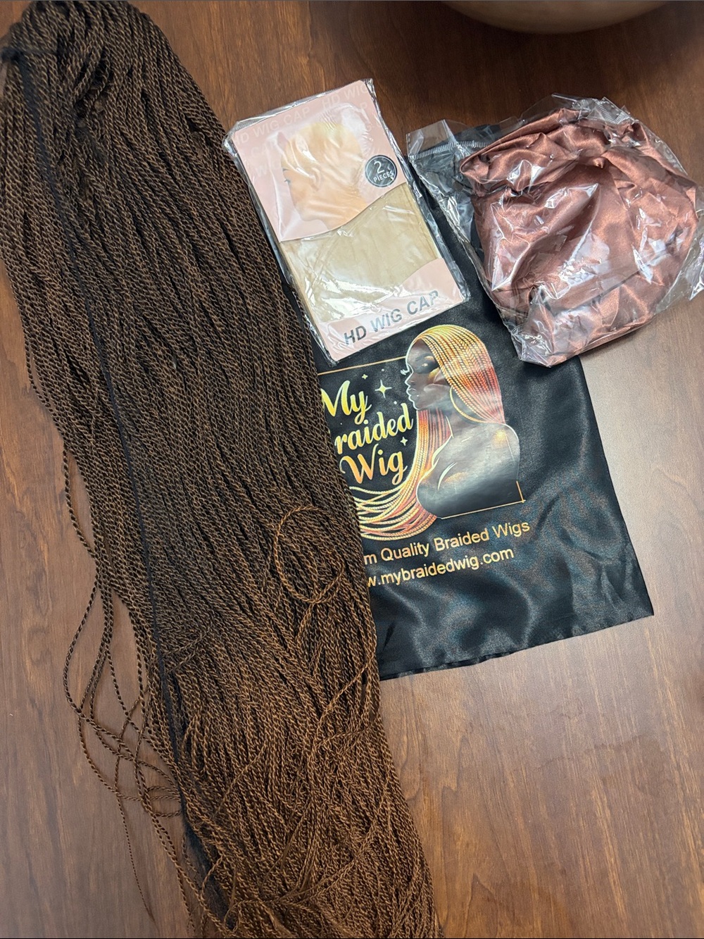 Premium Brown Braided Wig with Accessories length 30”